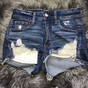 American Eagle Ripped High-Rise Shortie Shorts